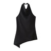 Women Vintage Solid Pant Sets Sexy Backless Halter Camis Top Asymmetric Tank Top + Drawstring Trousers Fashion Streetwear