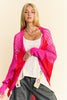 Davi & Dani Openwork Contrast Open Front Cardigan