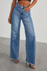 Raw Hem Wide Leg Jeans with Pockets