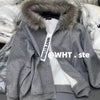 Y2K Fashion Simple and Generous Splicing Hooded Mao Mao Collar plus Velvet Zipper Sweater Coat Women'S Loose Casual Couple Coat