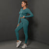 2Pcs Women Sets Energy Seamless Gym Suits Bubble Butt Sports Pants+Long Sleeve Shirts Push up Running Sets Tracksuits Tights Set