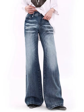 Y2K Vintage Baggy Wide Leg Jeans for Women Washed Casual High Waist Loose Denim Pants Streetwear Korean Flared Trousers