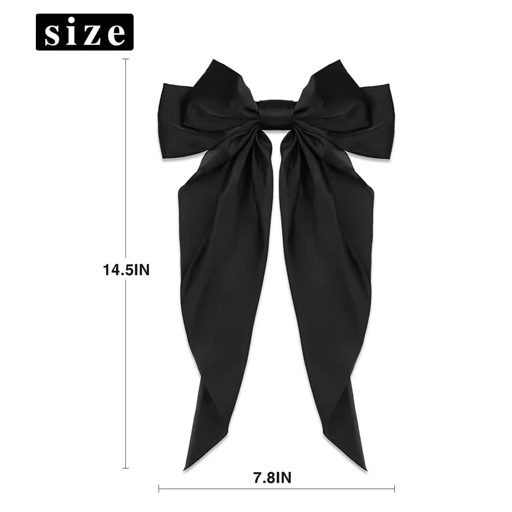 1/2Pcs Elegant Bow Ribbon Hair Clip Women Fashion Solid Bowknot Satin Hairpin Barrettes Girls Ponytail Clip Hair Accessories