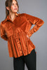 Umgee Peplum Button Up Long Sleeve Shirt