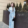 Autumn and Winter New Pullover Top round Neck Letter Knit Wide Leg Pants Temperament Age Reducing Two-Piece Set