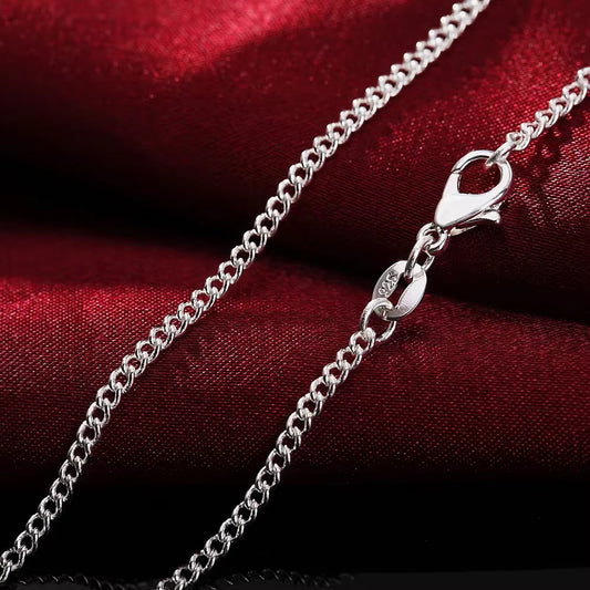 New 925 Sterling Silver Necklace 16/18/20/22/24/26/28/30 Inches 2MM String Chain for Women Men High Quality Jewelrys Gifts