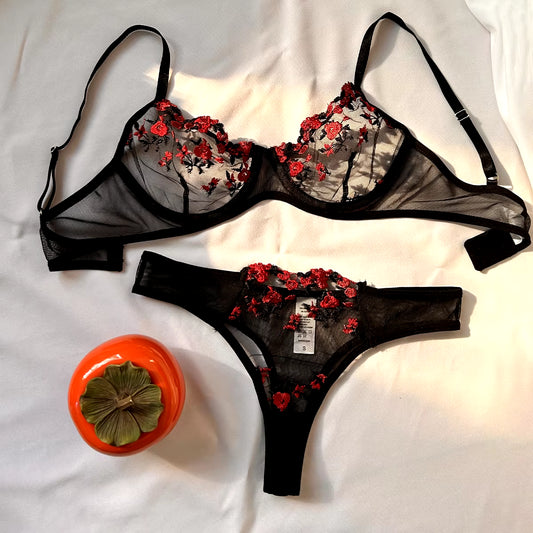 Sexy Set Womens Underwear Exotic Emotional Bra Set Embroidered Print Brassiere Lingerie Set Women'S Set Push up Thin Bralette