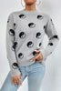 Graphic Mock Neck Dropped Shoulder Sweater