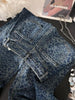 Y2K New Fashion Vintage Leopard Jeans Street Popular Hip Hop Leisure Heavy Industry Baggy Wild High Waist Wide Leg Pants Tide