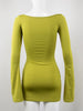 Sexy V Neck Front Chest Twisted Slim Bodycon Dress Women Long Trumpet Sleeves Mini Dress Elegant Club Party Vestidos