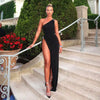 2024 New Summer Women'S Dress Summer New One Shoulder Sleeveless Asymmetric Hot Girl Pearl Sexy Dress Female