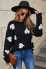 Angel Wings Heart Round Neck Dropped Shoulder Sweater