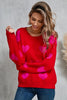 Angel Wings Heart Round Neck Dropped Shoulder Sweater