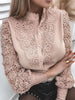 Shirts Elegant Office Ladies White Collared Lace Patchwork Hollow Out Button up Womens Tops and Blouses 2024 Fashion New Blouse