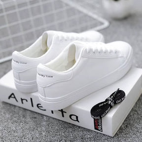 Fashion Women'S Vulcanize Shoes 2024 New in Casual Classic Solid Color PU Leather Shoes Woman Casual White Shoes Sneakers