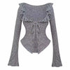 Autumn Winter Women Sweet Lolita Lace up Ruffles Cardigan Sexy Slim Fit Strapless Vest Fashion Ruched Skirts Three Piece Setsy2K