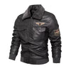 Men'S Autumn and Winter Embroidery Original Leather Moto & Biker Coat Jacket Motorcycle Style Casual Warm Overcoat