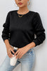 Rose Red Cable Textured Puff Sleeve Sweatshirt