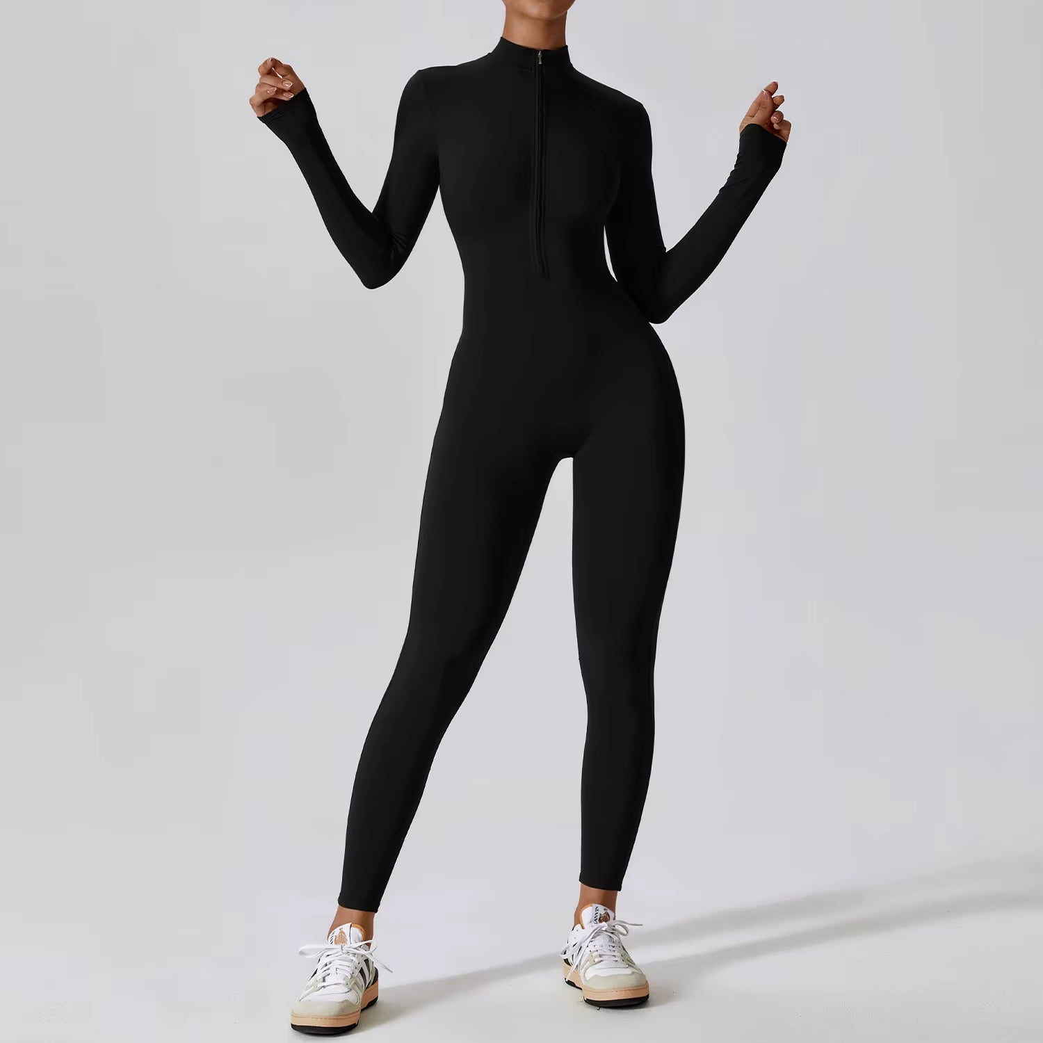 Yoga Jumpsuit Women Seamless Sports Zipper Jumpsuit Set Gym Long Sleeve Fitness Suit Elastic Gym Workout Bodysuit Athletic Wear