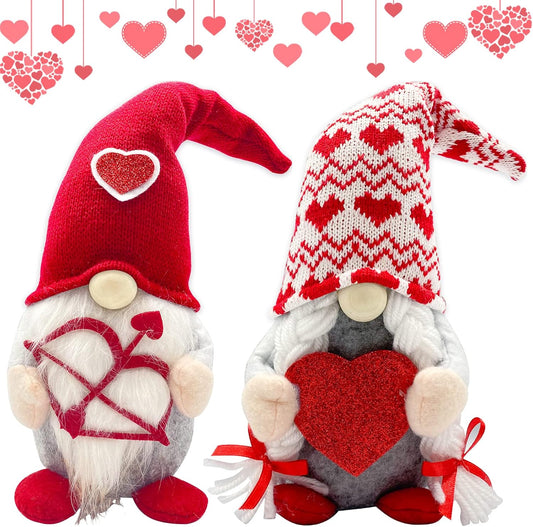 Valentines Day Decor - Valentines Day Decorations - Valentines Day Gifts for Her, Teacher, Girls, Him - Wedding for Women - Valentines Day Couple Plush Gnomes Decorations for Home