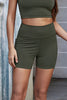 Exposed Seam Decorative Button Yoga Shorts