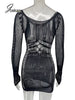 Hollow Out Summer Dress Casual Women 2024 Fashion Beach Strench See through Sexy Design Underwear Clubwear Dresses