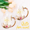 Gifts for Aunt from Niece Nephew Tea Cup Cool Aunt Gifts Aunt Birthday Gift Enamel Flower Glass Mugs Christmas Mothers Day New Aunt Announcement Promoted to Aunt