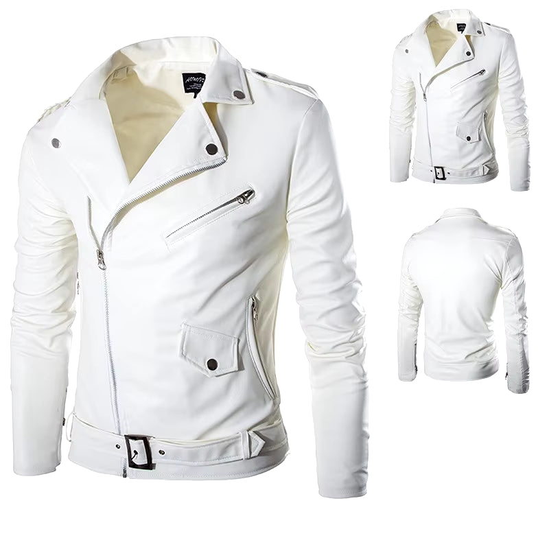 2023 Spring Autumn Plush New Leisure Fashion Men Leather Coat Slimming Coat Motorcycle Men Wear