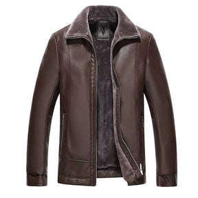 Leather Jacket Men Winter Fleece Warm Motorcycle Coats Mens Fashion New Biker PU Jackets Slim Overcoat Thick Fur Collar Jackets