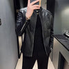 Spring and Autumn Men'S Motorcycle Leather Jacket Casual Stand Collar Solid Color White Black Leather Jacket Zip up PU Coat