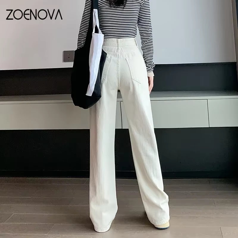 High Waisted Jeans Y2K Fashion Women Clothing Blue Black Straight Leg Denim Pants Trousers Mom Jean Baggy Trousers Tall