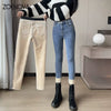 2024 Winter Thick Velvet Women Jeans High Waist Skinny Jeans Simple Fleece Warm Slim Stretch Casual Denim Pencil Pants