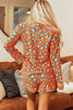 Orange Leopard Print Long Sleeve Shirt and Shorts Pajama Set