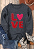 Valentine’s Day LOVE Round Neck Long Sleeve Sweatshirt