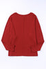 Red Sequined Heart Printed Sleeves Valentine Fashion Top