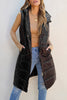 Black Hooded Long Quilted Vest Coat