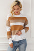 Red Stripe Cable Knit Drop Shoulder Sweater