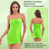 Womens Glossy Strapless Bodycon Dress Sexy Summer Bikini Cover Ups Solid Stretchy Mini Pencil Dresses Rave Party Clubwear