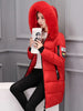 Women Winter Fur Collar Hooded Parka Fashion Letter Patch Zipper Pockets Design Long Jacket Elegant Slim Warm Thick Female Coats