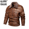 Men'S Autumn and Winter Embroidery Original Leather Moto & Biker Coat Jacket Motorcycle Style Casual Warm Overcoat