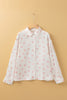 Heart Print Collared Neck Long Sleeve Shirt