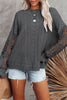 Openwork Lantern Sleeve Dropped Shoulder Sweater