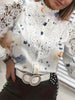 Shirts Elegant Office Ladies White Collared Lace Patchwork Hollow Out Button up Womens Tops and Blouses 2024 Fashion New Blouse