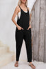 Gold Flame Side Pockets Harem Pants Sleeveless V Neck Jumpsuit