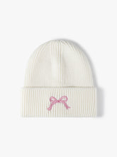 Embroidered Bow Knit Hat