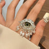 Jewelry Vintage Devil'S Eye Ring Tassels Imitated Pearl Glaze Ring Exaggerated Delicate Opening Finger Ring Valentine'S Day Gift