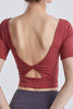 Cutout Backless Round Neck Active T-Shirt