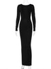 Spring Elegant Long Sleeve Backless Solid Cuched Sexy Bodycon Maxi Prom Dress Women Outfit Evening Party Festival Y2K