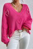 Pearl Trim Heart V-Neck Sweater