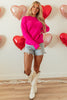 Heart Round Neck Long Sleeve Sweater